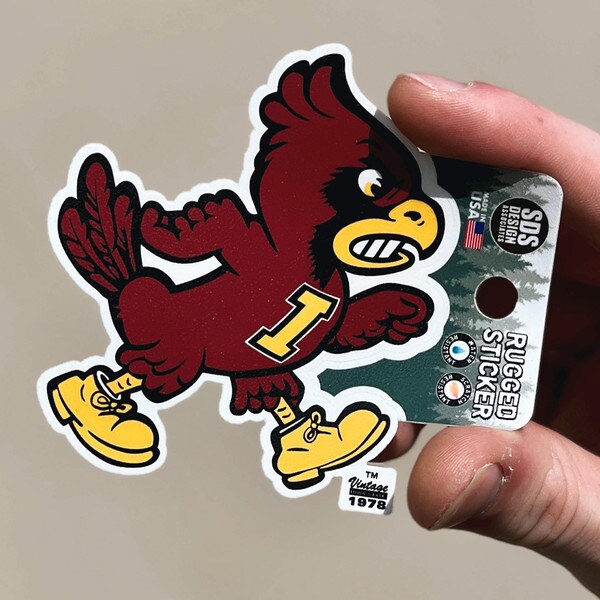 Walking Cy Rugged Sticker (3.5"x2.75")